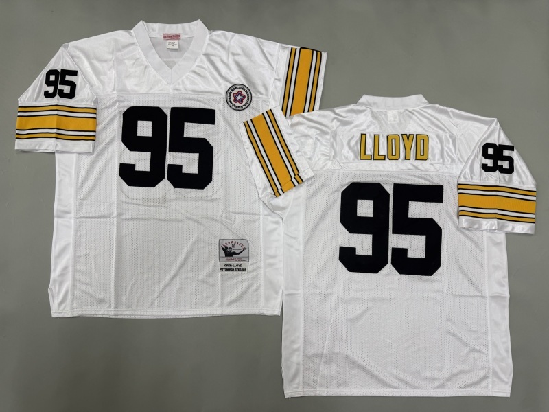 Men 2025 Pittsburgh Steelers 95 Loyd white Throwback Limited NFL Jersey style 002